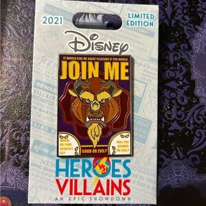 Disney Pin Heroes vs villains limited edition beauty and the beast pin